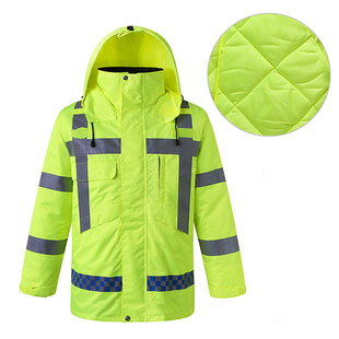 cnss江南在线-江南在线(中国)棉衣冬季加厚江南在线-江南在线(中国)防寒服道路交通安全荧光棉衣外套